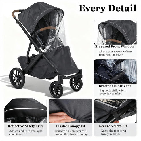 Quintriae V2/Vista V3/Cruz/Cruz V2 Rain Cover Fits for UPPAbaby Vista/Vista Stroller Windproof Weather Shield