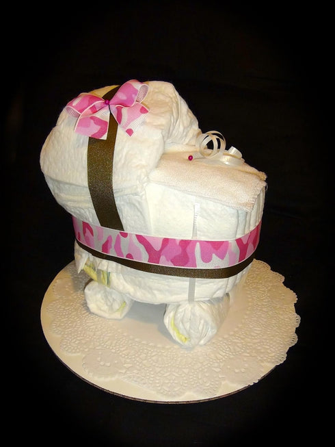 Little KG's Dreams Diaper Cake Stroller Centerpiece or Gift (Baby Girl) by