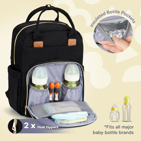 Backpack, Pack RUVALINO Diaper Bag Multifunction Travel Maternity Baby Changing Bags, Large Capacity, Waterproof, Deep