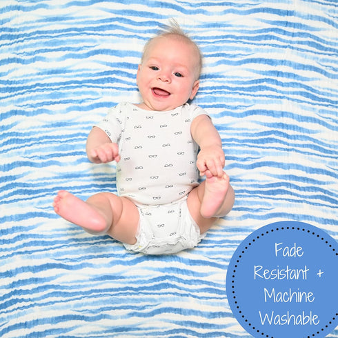 100% 47 47 Inches Cozy LollyBanks Muslin Swaddle Blanket, Muslin Cotton Blanket for Boys, X Soft and Baby Boy Receiving