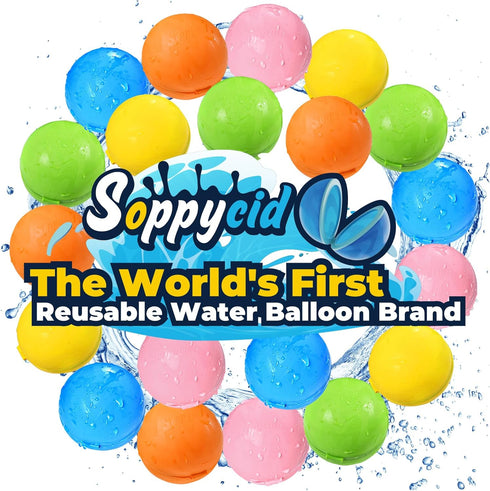 SOPPYCID 20PCS Reusable Water Balloons, Pool Beach Toys for Kids, Summer Outdoor Water Games for Kids Adults