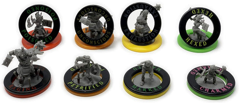 Citadel Black Health & Condition Rings, 80 Pack, Double Sided Black Plastic Rings for Dungeons and Dragons