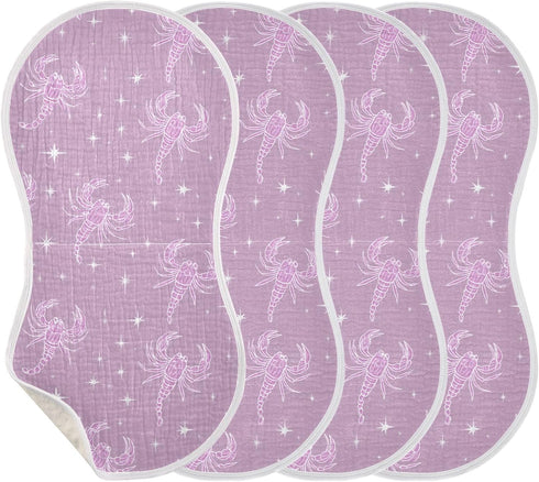 decor gift 4 Pack 22x11in Cotton Muslin Burp Cloths Good Absorbent? Ghothic Scorpion Star Pastel Purple Milk Spit Up