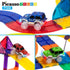 PicassoTiles 3 pcs Magnetic Toy Car Set, Light Up LED Compatible with Magnet Race Track for STEM Building Kits