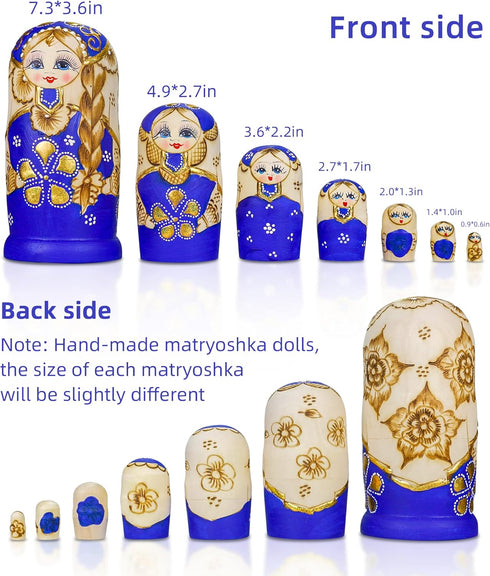 Set 7 Starxing Russian Nesting Dolls Matryoshka Wood Stacking Nested Pieces Handmade Toys for Children Kids Christmas