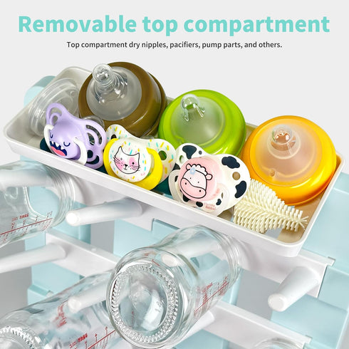 Countertop-Holds 12 Baby Bottle Drying Rack, Vertical Standing Bottle Dryer Rack Holder-Space Saving Baby Bottle Drying