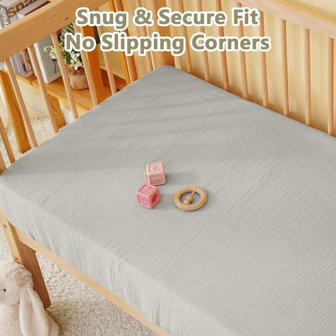 Kewlife gift 100% 360 28" 52" Muslin Crib Sheet Cotton Baby Fitted Sheet for Boys & Girls, Ultra Soft & Breathable