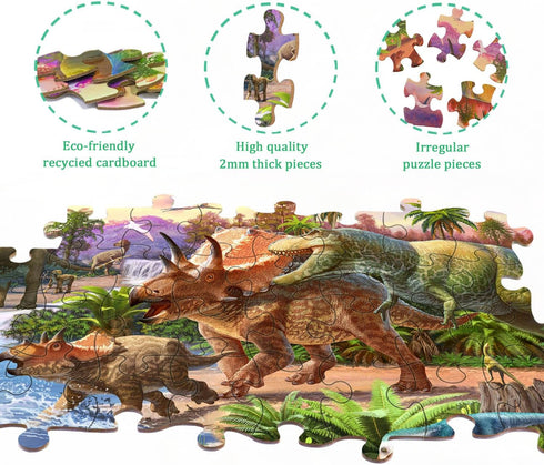 Dinosaur Puzzles for Kids Ages 4-8, 2 Packs 60 Pieces Jigsaw Puzzle for Toddler Learning Toys