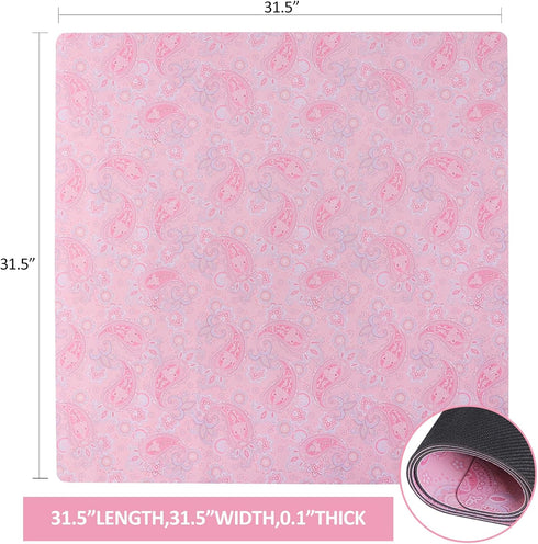 (31.5 inches) Pink Mahjong Mat, Mahjong Table Mat with Prints & Extra Dice, for Poker, Card, Mahjong, Dominoes Games