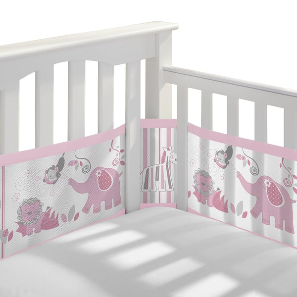 BreathableBaby Breathable Mesh Liner for Full-Size Cribs, Classic 3mm Mesh, Safari Fun