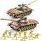 1:72 WW2 Army Tank and Army Men Toys Playset, 2pc US Desert Tan Tank with 10pc Toy Soldiers, Great Military Toy
