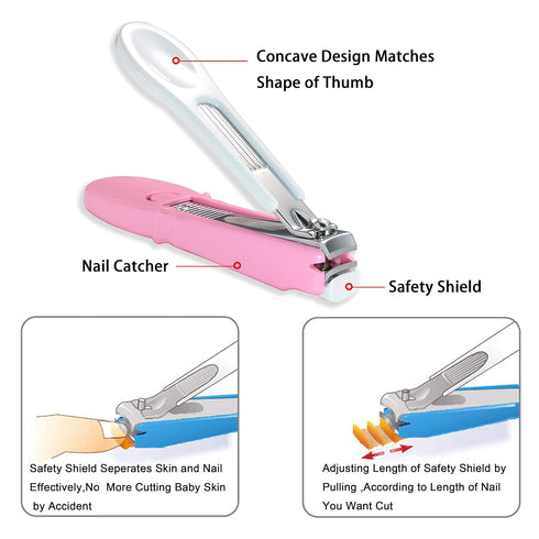 PAFASON Baby Safety Nail Clipper Cutter Trimmer with Nail Catcher and Baby Glass Nail File, Czech Float Glass,