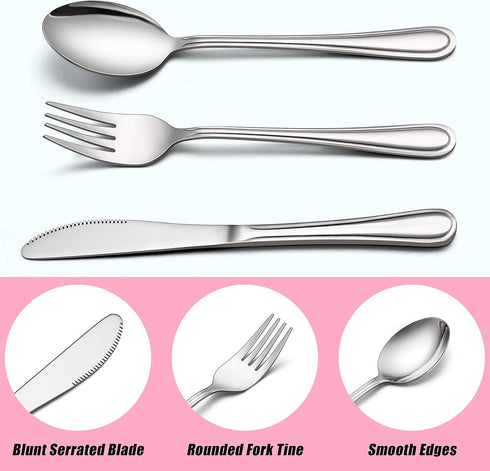 LIANYU 9-Piece Kids Silverware Set, Stainless Steel Toddler Utensils, Child Cutlery Tableware Set, Dishwasher Safe