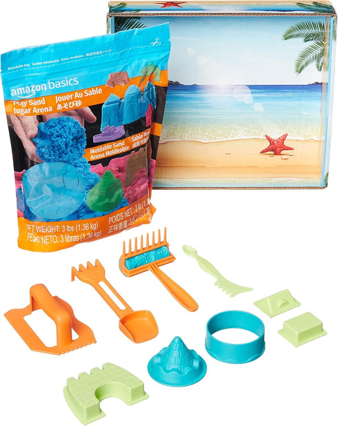 Amazon Basics 11 Piece Moldable Sensory Sand Toy Kit with Castle Molds