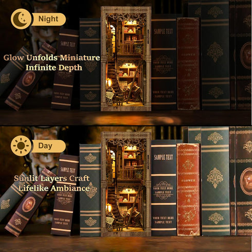 CRIOLPO Book Nook Kits for Adults - Book Nook Kit Bookshelf Decor DIY Miniature House Kit for Bookshelf - Craft Kits