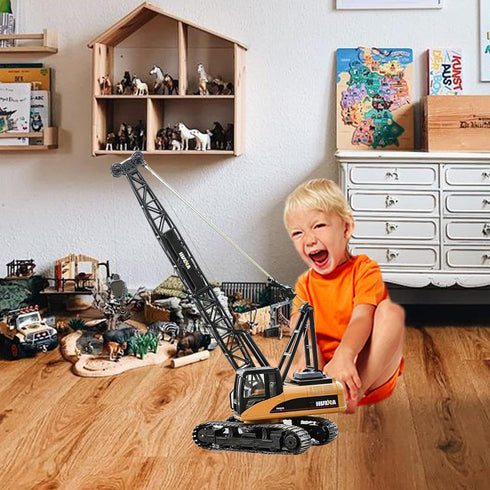 Qcar 1/50 Heavy Duty Construction Metal Crawler Crane, Truck Crane Vehicle Toys for Kids, Outdoor Sandbox Car Toys