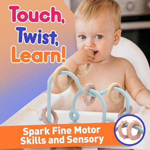 Suction Cup Sensory Bath Toys - 24hr Strong Hold Play Activity for Babies, Silicone Bath Time Montessori Teething Toy
