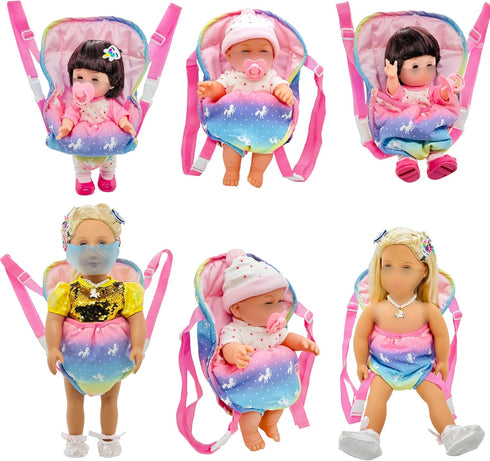 Ferberbears Backpack 12-18 Inch Doll Accessories Baby Doll Carrier Toys Baby Dolls for American OG Doll (Rainbow)