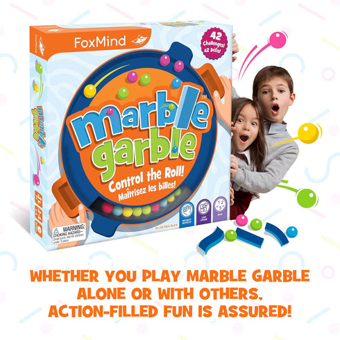 Foxmind Marble Garble Quick Kids Card Game, 4 Difficulty Levels, 20 Minute Family Dexterity Game for Game Night