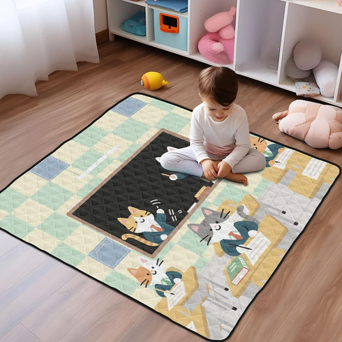 EtherSpher 50'' 50''alfombras Cats Study School Cartoon Cute Large Stylish Baby Playmat for Floor Lightweight Foldable
