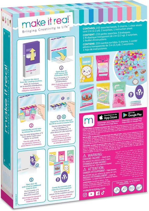 Make It Real Snackers Bracelet Kit, Vending Machine - Make 5 Snack-Themed Charm Bracelets for Girls & Kids Ages 8+