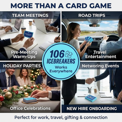 106 Team Building Games for Work - Conversation Cards for Coworkers, Meetings, Travel, Office Activities, Team Building