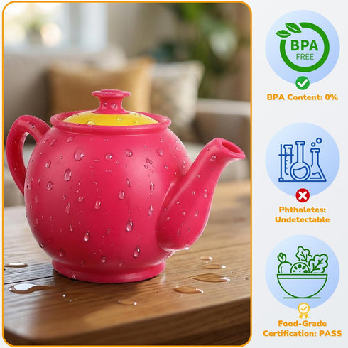 FLORMOON Set, 18-Piece Set 6 Toy Tea Pretend Play with Colors - Includes Teapot, Cups, Saucers, Sugar Jar | Durable
