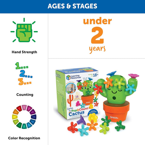 Learning Resources Carlos The Pop & Count Cactus, Toddler Learning Toys, Educational Toys for Kids