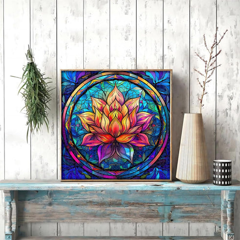 Stained Glass Puzzle for Adults, 1000 Pieces, Colorful Lotus Flower Art, Challenging Jigsaw Puzzle