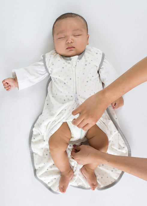 Amazing Baby Microfleece Sleeping Sack, Sterling Playful Dots, Large 12-18 Month, 2-Way Zipper, Wearable Blanket