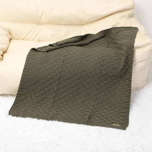 LAWKUL Baby Blankets Cable Babe Checkered Soft Cuddle Newborn Infants Receiving Swaddle, Dark Green 40"x30"
