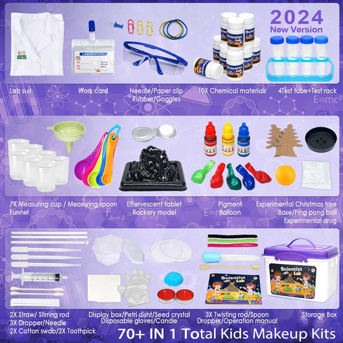 Educational Science Kit for Kids, 56 Experiments, 70+ PCS DIY STEM Projects, Lab Coat Included