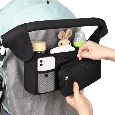 Accmor Universal Stroller Organizer with Insulated Cup Holder, Detachable Phone Bag & Shoulder Strap, Fits Uppababy,