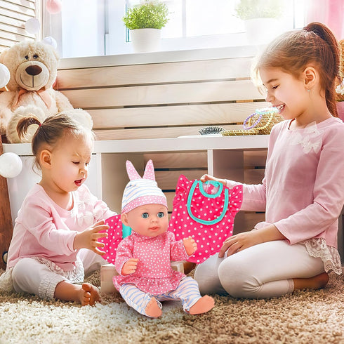 deAO Baby Doll Clothes for 12 13 14 Inch Dolls,6 Sets Doll Clothes and Accessories,Dress Up Fun,Doll Outfits Accessories Underwear for Doll Gift (Doll Not Included)