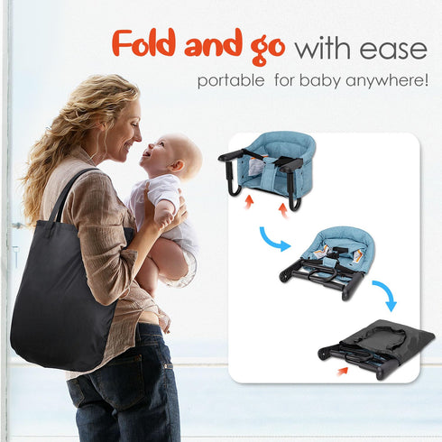 6-36 Hook On High Chair - Portable & Foldable for Babies Months, Family & Travel Use with Carry Bag(Sky Blue)