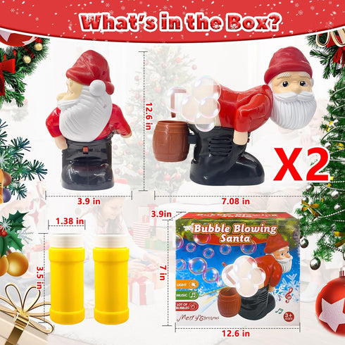 Generic 2 Musical Santa Bubble Blower Pcs Bubble Blowing Santa Bubble Machine with Flashing Lights Automatic Santa
