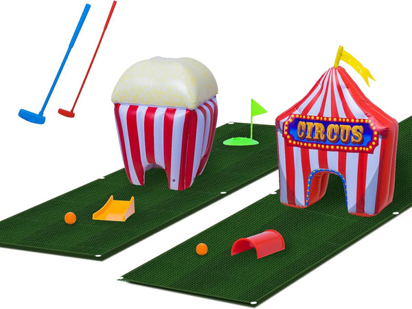 FunPark Inflatable Mini Golf Set 13-Piece Course with Adjustable Clubs, Balls, Putting