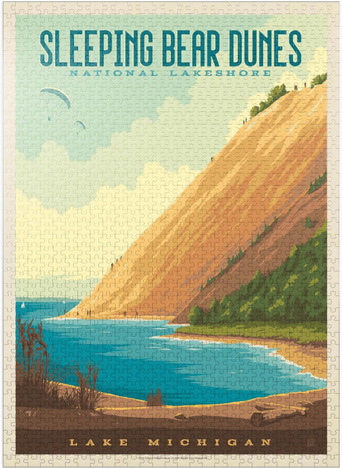 MyPuzzle Sleeping Bear Dunes National Lakeshore: Vintage Poster - Premium 1000 Piece Jigsaw Puzzle for Adults