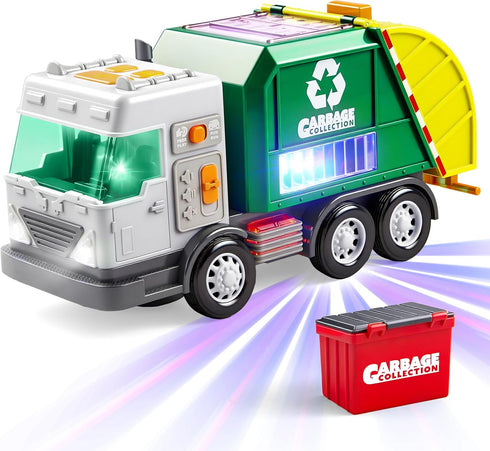 Vroomix LED Garbage Truck Toy Set Includes Dumpster, Toy Truck with Mode