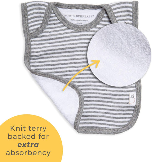 Bibs, 5-Pack Lap-Shoulder Drool Cloths, 100% Organic Cotton with Absorbent Terry Towel Backing (Tossed Succulents)