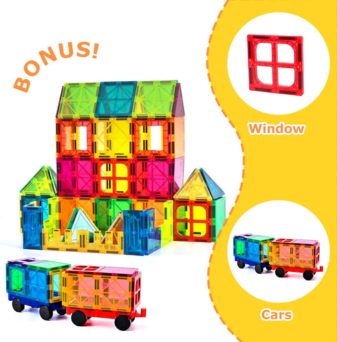 cossy 120Pcs Magnet Tiles Magnetic 3D Building Blocks Set for Kids 3+ with Stronger Magnets, Educational Construction