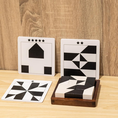 Lingle 80 3D Wooden Hidden Blocks Puzzle Game - Brain Challenges with Solid Wood Box & Deluxe Black and White Pieces