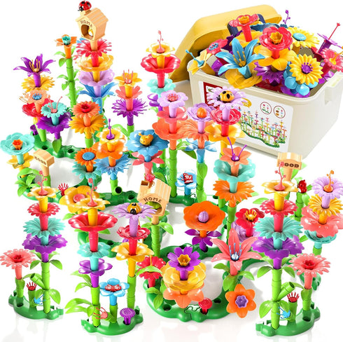 Garbo Star 3 4 5 3-5 Flower Garden Building Toys for Girls, Educational Activity Preschool Birthday Gifts for Year Old