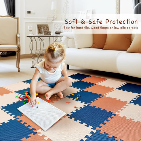 18 16 TCBunny Kids Soft EVA Foam Jigsaw Puzzle Play Mat, Interlocking Tiles and Edges Baby Play Mat, for Kids Gym
