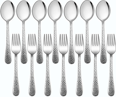 LIANYU 14-Piece Kids Silverware Set, Stainless Steel Toddler Utensils, Dishwasher Safe