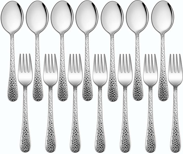 LIANYU 14-Piece Kids Silverware Set, Stainless Steel Toddler Utensils, Dishwasher Safe