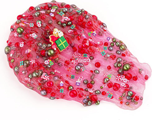 Green & Red Pearl Bead Slime, Good Stretchy & Non-Sticky Crunchy Slime, Slimes Party Favors for Kids, Slimes Sensory