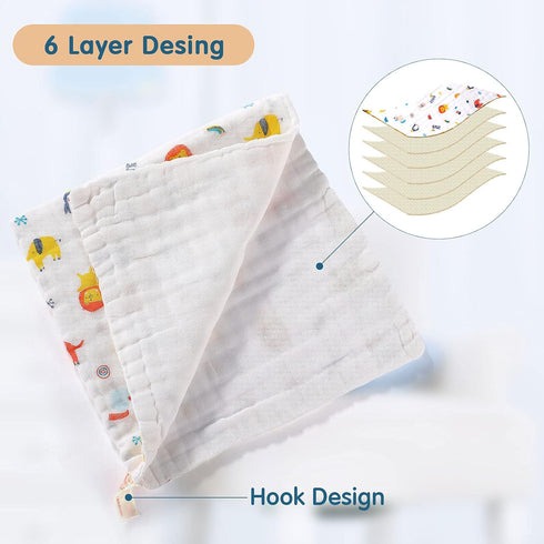 10 Pack 20'' 10'' 6 Tatuo Muslin Baby Burp Cloth Soft Washcloths x Layer Soft Absorbent Newborn Rags Towel for Baby
