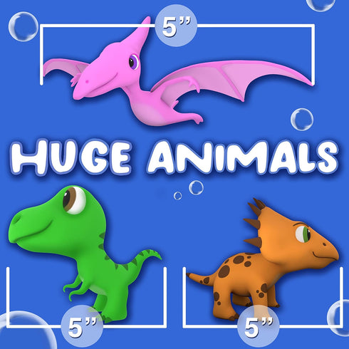 Dinosaur Bath Toys, Mold Free Baby Bath Toys for Toddlers 1-3, BPA-Free, Dishwasher-Safe, 3PCs