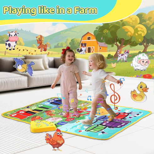 Zitranse 3-in-1 1 2 3 4 5 Musical Mats,Kids Floor Piano Drum Animal Music PlayMat,Montessori Sensory Early Educational